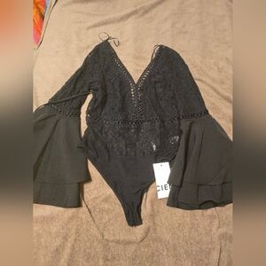 Black Lace Bodysuit with Skirt